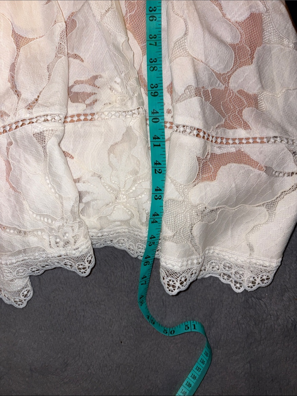 Anthropologie Cream Lace Midi Dress with Puff Sleeves - Picture 8 of 8
